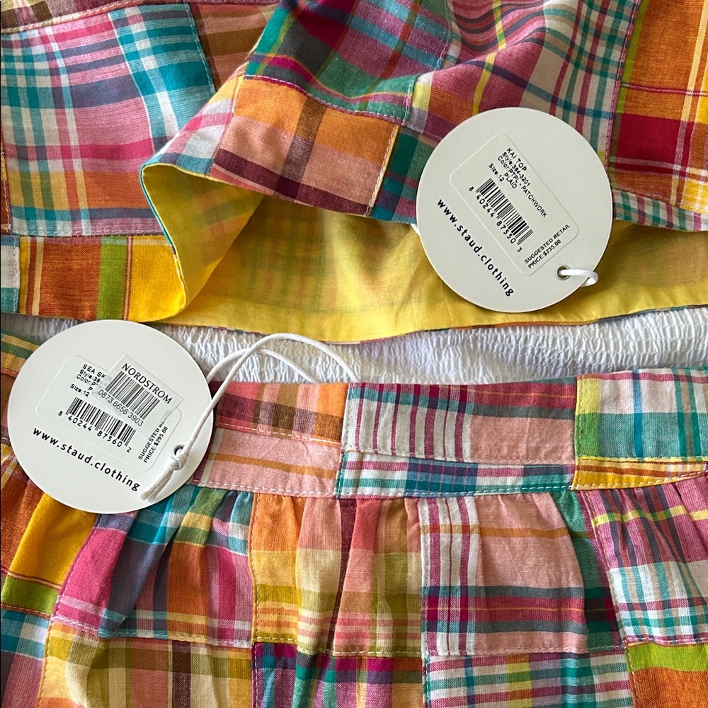 STAUD Multicolor Plaid Halter Top and Skirt - Picture 5 of 6